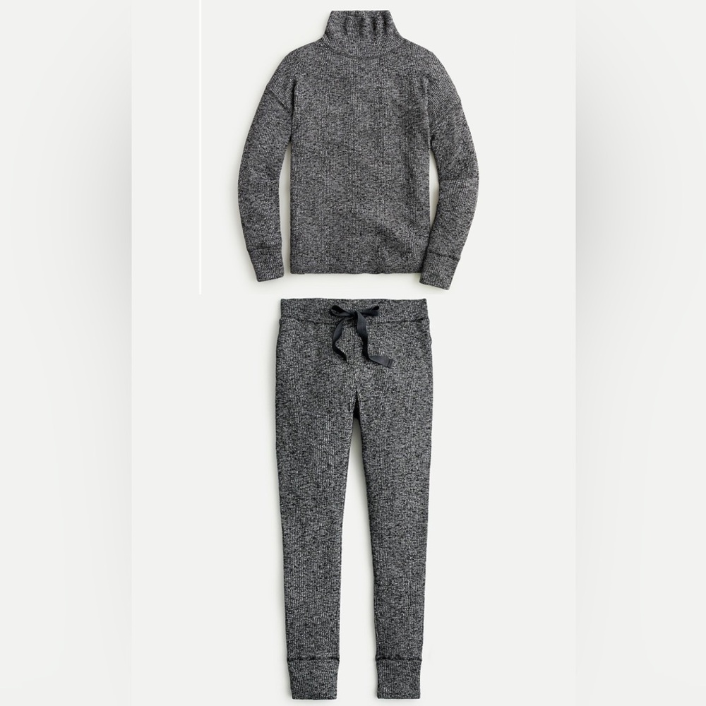 J Crew Turtleneck Tan Ribbed Turtleneck + Jogger Loungewear Set Small